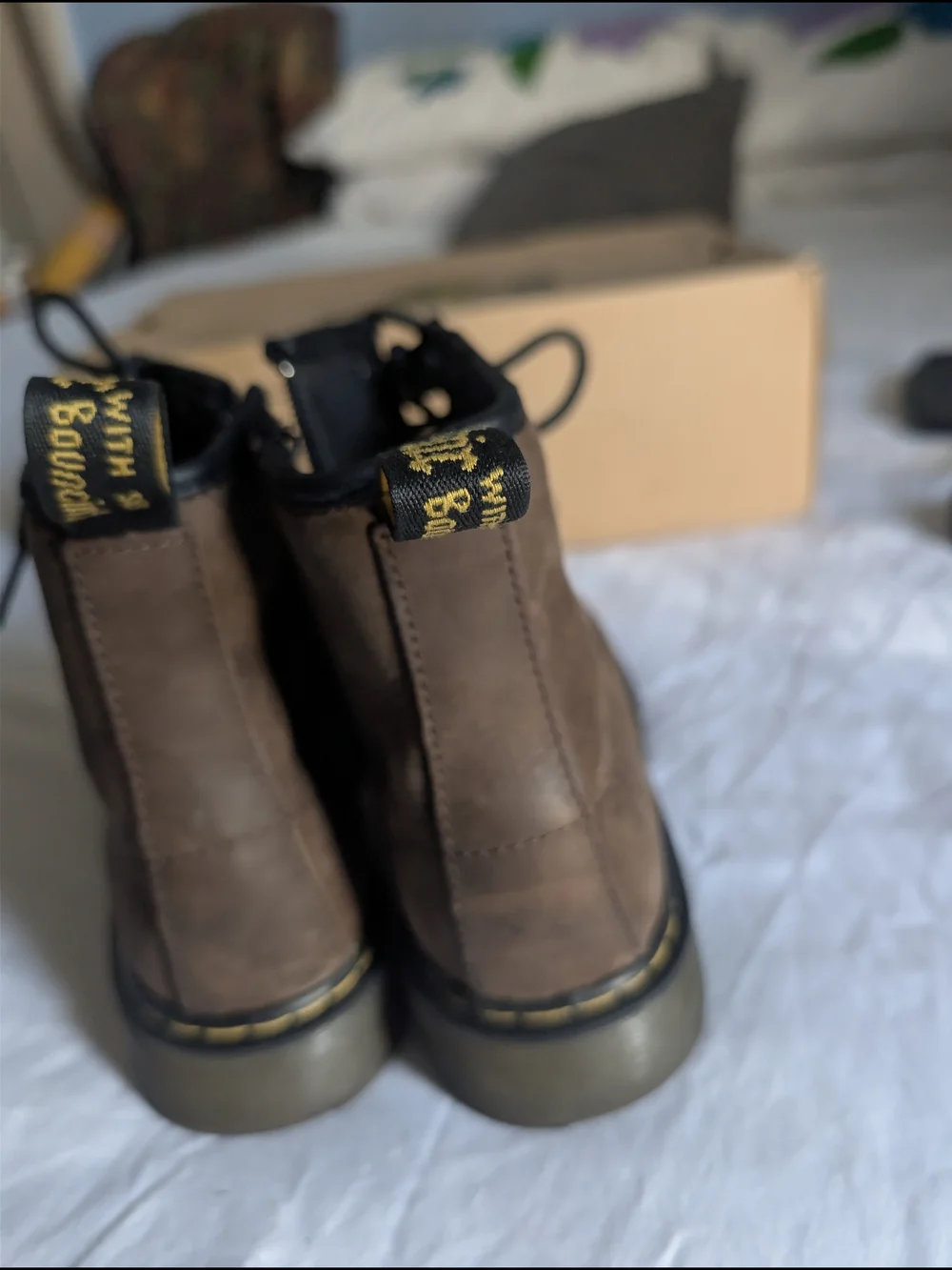 Dr. Martens Style Brown Leather Combat Boots -boys